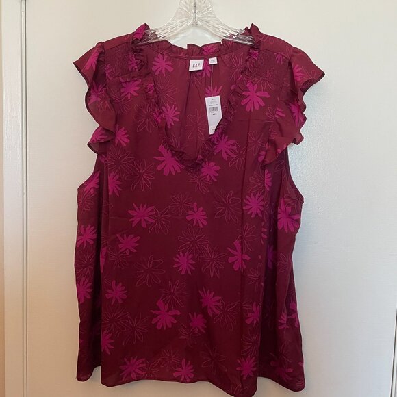 Gap Ruffled Floral Summer Top Blouse - Picture 2 of 7